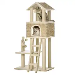 Netto Marken-Discount PawHut Kratzbaum Spanplatte, Plüsch(100% Polyster), Sisal, Seegras Angebot