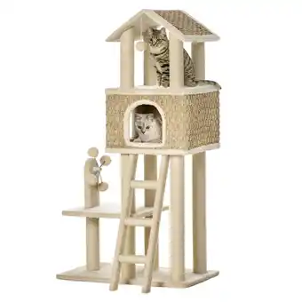 Netto Marken-Discount PawHut Kratzbaum Spanplatte, Plüsch(100% Polyster), Sisal, Seegras Angebot