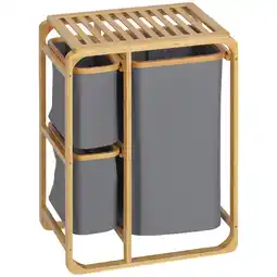 Netto Marken-Discount HOMCOM Wäschekorb Bambus, Leinen (100% Polyester) Angebot
