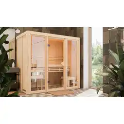 Netto Marken-Discount Karibu Sauna View 2 SET naturbelassen 3,6kW Ofen finnisch Angebot