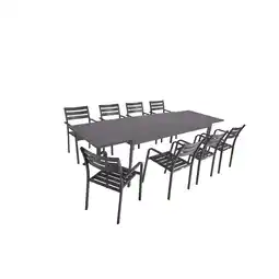 Netto Marken-Discount Alu Tischgruppe NEREA Set 9-tlg Garten Sitzgruppe Outdoor Schwarz Metall Möbel Angebot