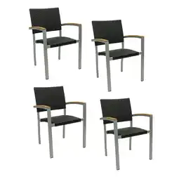 Netto Marken-Discount 4x Konway BORNEO Stapelsessel Schwarz Premium Polyrattan Garten Sessel Stuhl Set Angebot