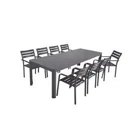Netto Marken-Discount Alu Tischgruppe AMIRA Set 03 9-tlg Garten Sitzgruppe Outdoor Grau Metall Möbel Angebot