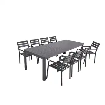 Netto Marken-Discount Alu Tischgruppe AMIRA Set 03 9-tlg Garten Sitzgruppe Outdoor Grau Metall Möbel Angebot