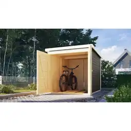 Netto Marken-Discount Karibu Fahrradgarage 19 mm SET terragrau mit Dachfolie Angebot
