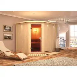 Netto Marken-Discount Karibu Sauna Krimmler SET naturbelassen mit 9kW Ofen Angebot