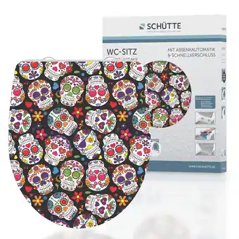 Netto Marken-Discount Schütte Duroplast HG WC Sitz CRAZY SKULL, Hochglänzende mit Absenkautomatik und Schnellverschluss Angebot