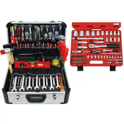 Netto Marken-Discount FAMEX 420-18 Profi Werkzeugkoffer mit Werkzeug Set und Steckschlüsselsatz Angebot