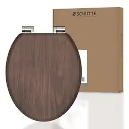 Netto Marken-Discount Schütte MDF WC-Sitz DARK WOOD , Toilettendeckel mit Absenkautomatik Motiv Angebot