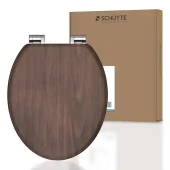 Netto Marken-Discount Schütte MDF WC-Sitz DARK WOOD , Toilettendeckel mit Absenkautomatik Motiv Angebot
