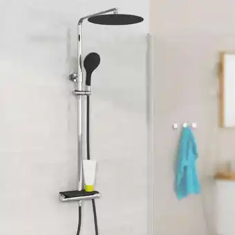 Netto Marken-Discount Eisl Duschset GRANDE VITA Regendusche mit Thermostat Chrom/Schwarz Angebot