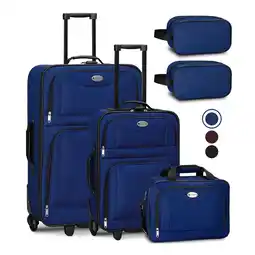 Netto Marken-Discount Juskys Trolley Reisekoffer Set Athen 5 teilig - 60 L, 2 Rollen, Weichschale, Handgepäck, Blau Angebot
