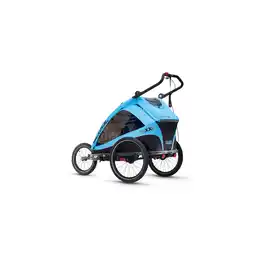 Netto Marken-Discount taXXi Kinderfahrradanhänger Elite two - Blue Kinderanhänger mit Federung Fahrradanhänger Angebot