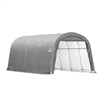 Netto Marken-Discount ShelterLogic Stahl Folien Zeltgarage Gerätehaus 22,57m² grau 610x370x240 cm Angebot