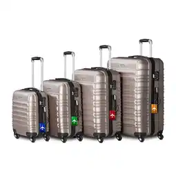 Netto Marken-Discount Juskys Hartschale Kofferset Rom Reisekoffer 4 teilig - Zahlenschloss, 360° Rollen - Champagner Angebot