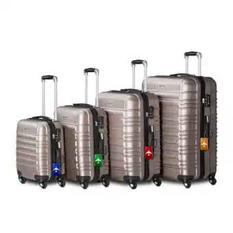 Netto Marken-Discount Juskys Hartschale Kofferset Rom Reisekoffer 4 teilig - Zahlenschloss, 360° Rollen - Champagner Angebot