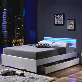 Netto Marken-Discount HOME DELUXE LED Bett Nube mit Schubladen und Matratze, 140 x 200cm - versch. Ausführungen - Weiß Angebot