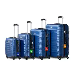 Netto Marken-Discount Juskys Hartschale Kofferset Rom Reisekoffer 4 teilig - Zahlenschloss, 360° Rollen - Blau Angebot