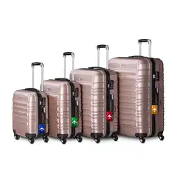 Netto Marken-Discount Juskys Hartschale Kofferset Rom Reisekoffer 4 teilig - Zahlenschloss, 360° Rollen - Rosa Angebot