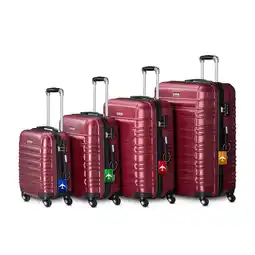 Netto Marken-Discount Juskys Hartschale Kofferset Rom Reisekoffer 4 teilig - Zahlenschloss, 360° Rollen - Rot Angebot