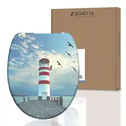 Netto Marken-Discount Schütte WC-Sitz LIGHTHOUSE, Duroplast Toilettendeckel mit Absenkautomatik Motiv Angebot