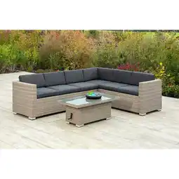 Netto Marken-Discount Merxx Bellante Lounge Ecksofa in Mudbraun inkl. Sitz- und Rückenkissen und Tisch Angebot