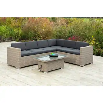 Netto Marken-Discount Merxx Bellante Lounge Ecksofa in Mudbraun inkl. Sitz- und Rückenkissen und Tisch Angebot