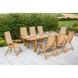 Netto Marken-Discount Merxx Capri Gartenmöbel Set Sitzgruppe 8 Personen mit Doppelausziehtisch Angebot