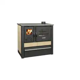 Netto Marken-Discount Pro Termo doo Küchenherd Holzofen PANONIA mit Kacheln creme 10,5 kW Dauerbrandherd rechte Version Angebot