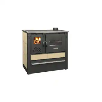 Netto Marken-Discount Pro Termo doo Küchenherd Holzofen PANONIA mit Kacheln creme 10,5 kW Dauerbrandherd rechte Version Angebot