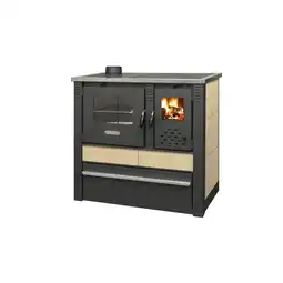 Netto Marken-Discount Pro Termo doo Küchenherd Holzofen PANONIA mit Kacheln creme 10,5 kW Dauerbrandherd linke Version Angebot