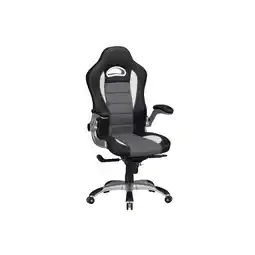 Netto Marken-Discount Amstyle Chefsessel Racing Leder Optik schwarz grau mit weißen Streifen mit Armlehnen klappbar Angebot