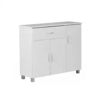 Netto Marken-Discount WOHNLING Sideboard Weiss 90 x 75 cm mit 3 Türen & 1 Schublade Angebot