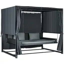 Netto Marken-Discount Outsunny Hollywoodschaukel Stahl, PE Rattan, Mesh-Gewebe, Polyester Angebot