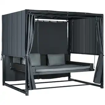 Netto Marken-Discount Outsunny Hollywoodschaukel Stahl, PE Rattan, Mesh-Gewebe, Polyester Angebot