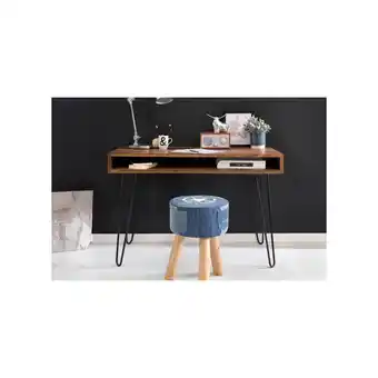 Netto Marken-Discount WOHNLING Schreibtisch BAGLI Massivholz Braun 110 x 60 x 76 cm Angebot