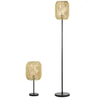 Netto Marken-Discount HOMCOM Stehlampen-Set Rattan, Papier Schnur Angebot
