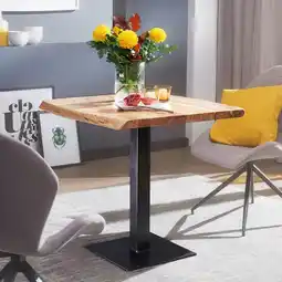 Netto Marken-Discount WOHNLING Esstisch Baumkante 80 x 75 x 75 cm Akazie Massivholz Esszimmertisch Angebot