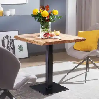 Netto Marken-Discount WOHNLING Esstisch Baumkante 80 x 75 x 75 cm Akazie Massivholz Esszimmertisch Angebot