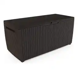 Netto Marken-Discount Keter Kissenbox Sitztruhe Gartenbox Springwood braun Angebot