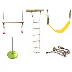 Netto Marken-Discount Karibu Schaukel Set Strickleiter Flexschaukel Schaukelscheibe Klettertau Trapezschaukel Angebot