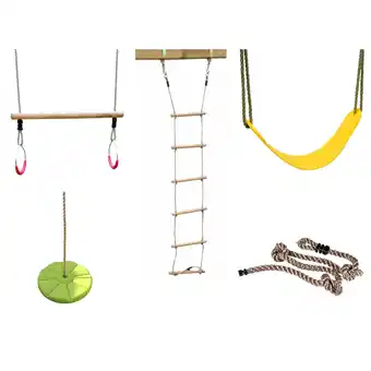 Netto Marken-Discount Karibu Schaukel Set Strickleiter Flexschaukel Schaukelscheibe Klettertau Trapezschaukel Angebot