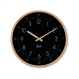 Netto Marken-Discount Wanduhr schwarz mit Holzrahmen und Zeigern, Ø31cm Angebot