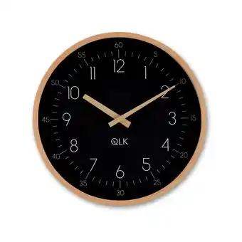 Netto Marken-Discount Wanduhr schwarz mit Holzrahmen und Zeigern, Ø31cm Angebot