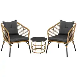 Netto Marken-Discount Outsunny Rattan Gartenmöbel-Set Stahl, Polyester, PE Rattan Angebot
