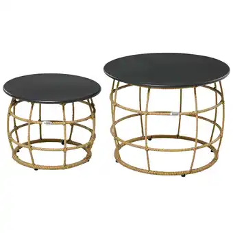 Netto Marken-Discount Outsunny Rattan Beistelltisch-Set Stahl, PE-Rattan Angebot