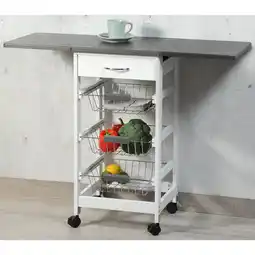 Netto Marken-Discount neu angelegt 2787510*** Kesper Küchenwagen - ausklappbaren Arbeitsplatten - Weiß/Grau FSC Angebot