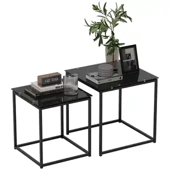 Netto Marken-Discount HOMCOM Couchtisch-Set Stahl, gehärtetes Glas Angebot