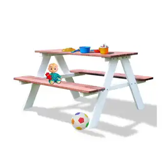 Netto Marken-Discount Coemo Picknicktisch Holz Kindersitzgruppe Weiß / Teak Angebot