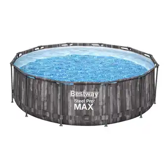 Netto Marken-Discount Bestway Steel Pro MAX Frame Pool-Set mit Filterpumpe Ø 366 x 100 cm, Holz-Optik (Mooreiche), rund Angebot